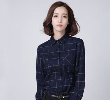 藏藍(lán)格子女襯衫 藏藍(lán)格子女襯衫