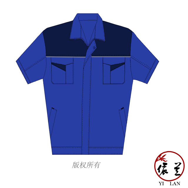 藍色時尚安裝工人工作服定做