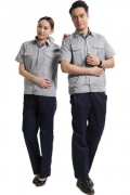 灰色短袖純棉吸汗工作服訂做 灰色短袖純棉吸汗工作服訂做